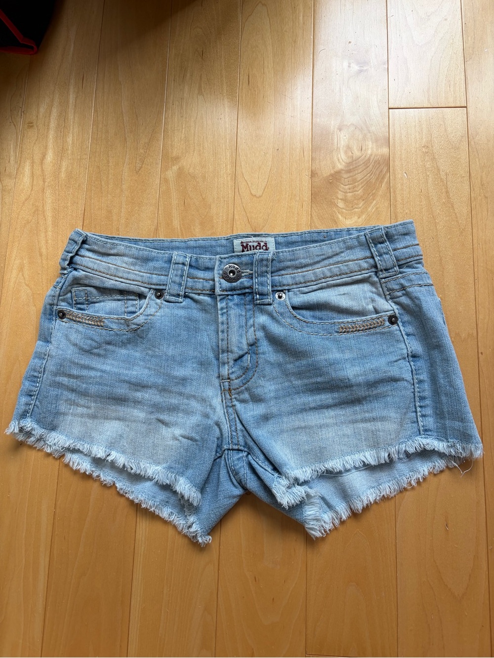 Mudd Light Blue Denim Frayed-Hem Women's Shorts